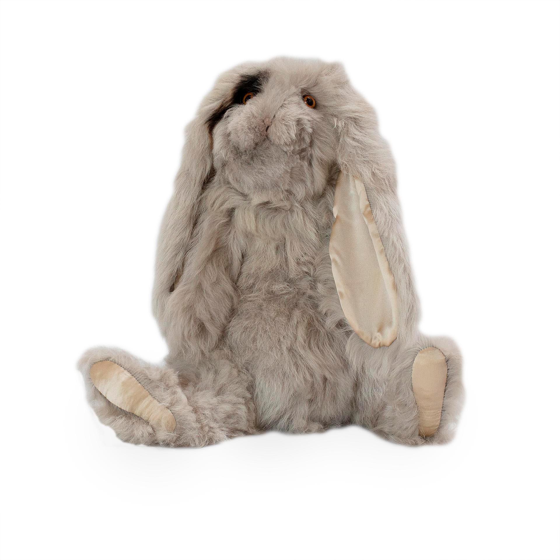 Hand-Crafted Real Toscana Sheep Fur Rabbit Toy Made to Order For Sale