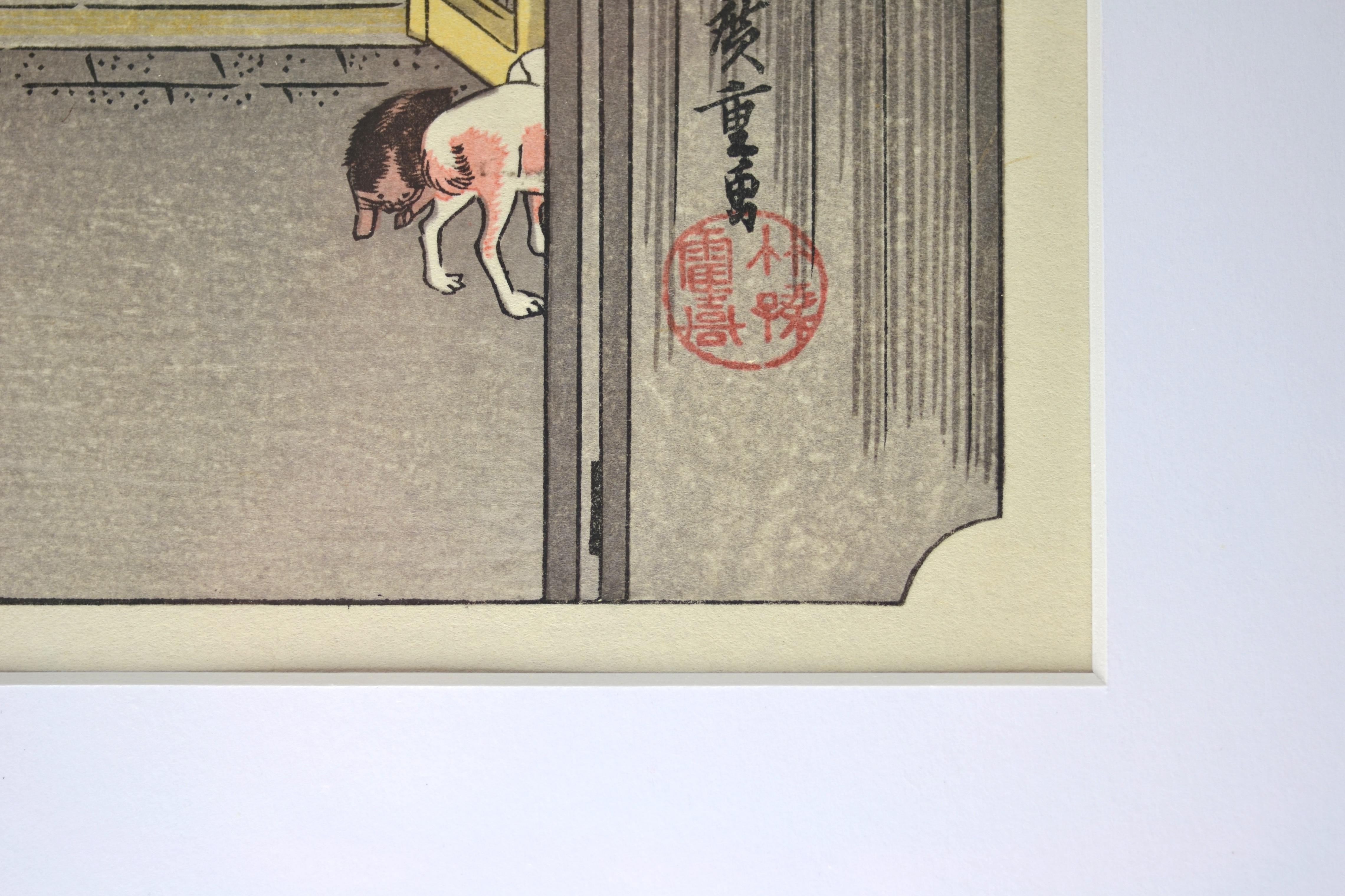 Edo Real Woodblock Print after Utagawa Hiroshige's 53 Stations of the Tokaido For Sale
