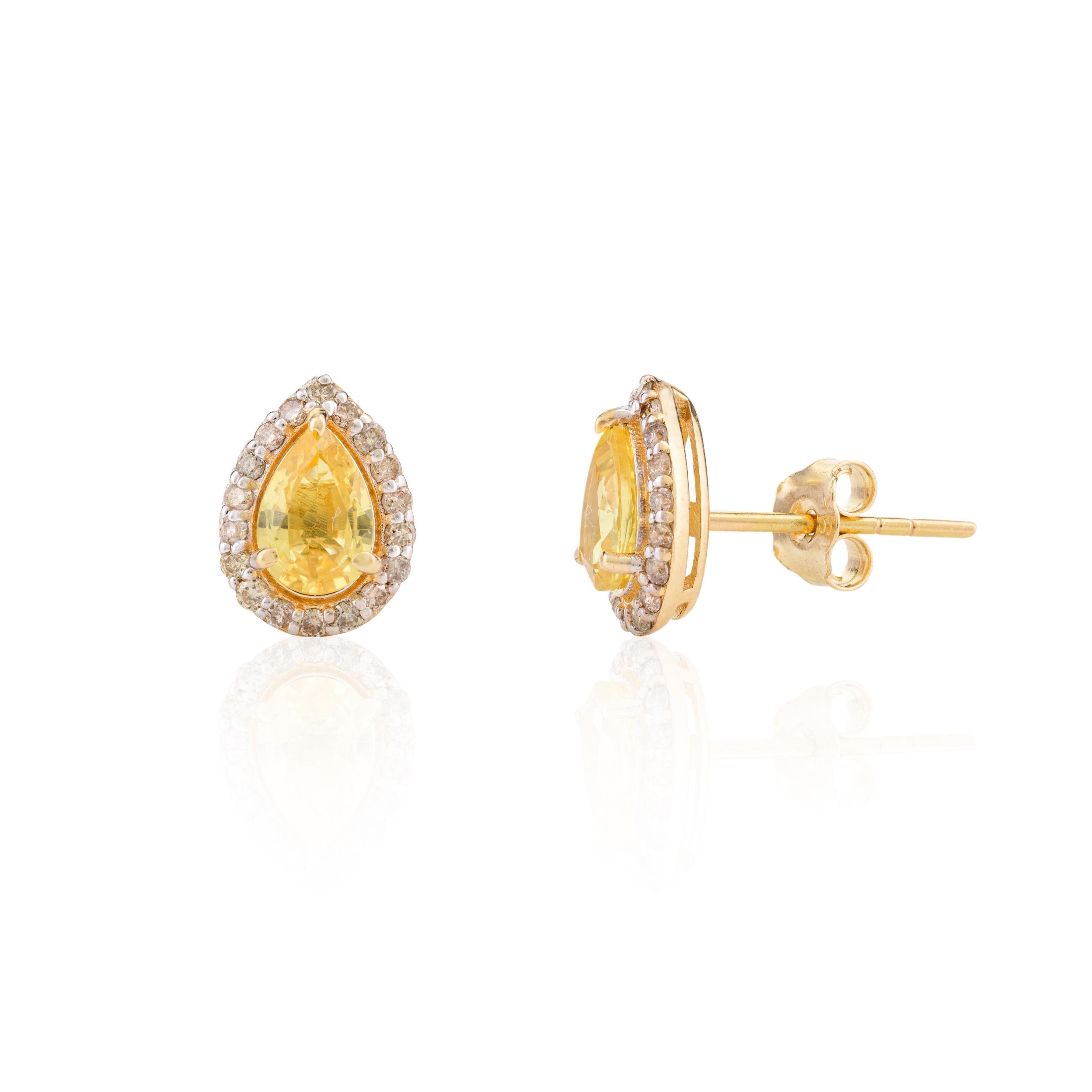 Im Angebot: Echter gelber Saphir Ring, Ohrringe und Anhänger Schmuckset in 18k Gelbgold () 12