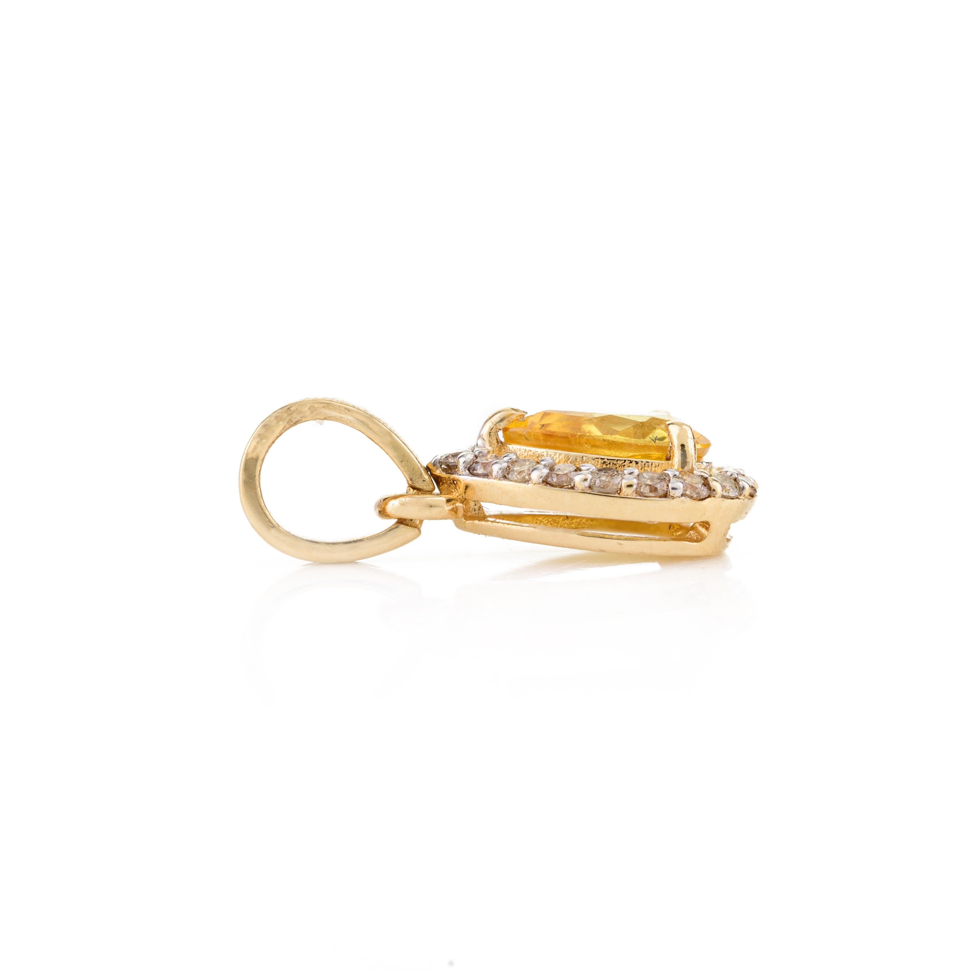 Im Angebot: Echter gelber Saphir Ring, Ohrringe und Anhänger Schmuckset in 18k Gelbgold () 15