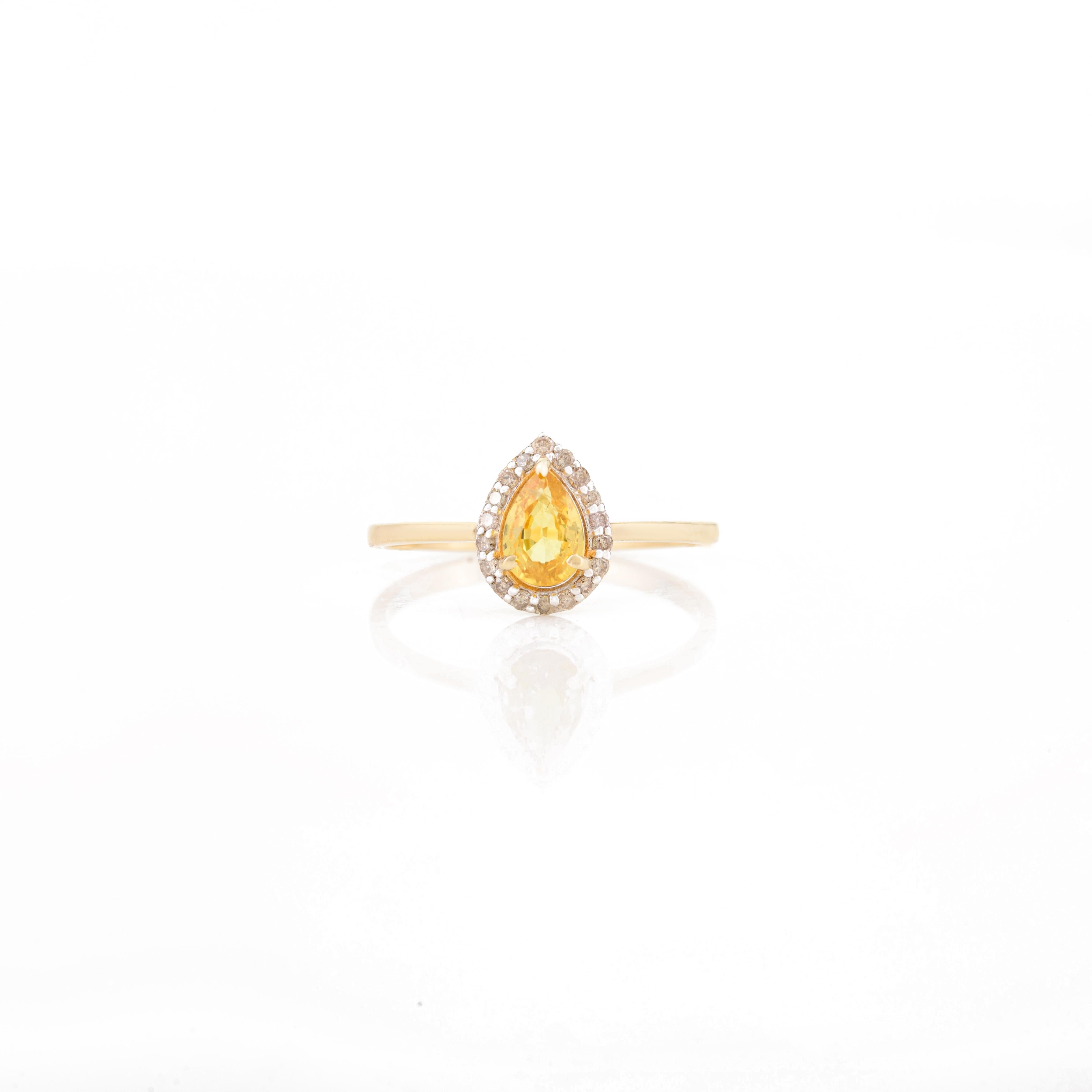 Im Angebot: Echter gelber Saphir Ring, Ohrringe und Anhänger Schmuckset in 18k Gelbgold () 3