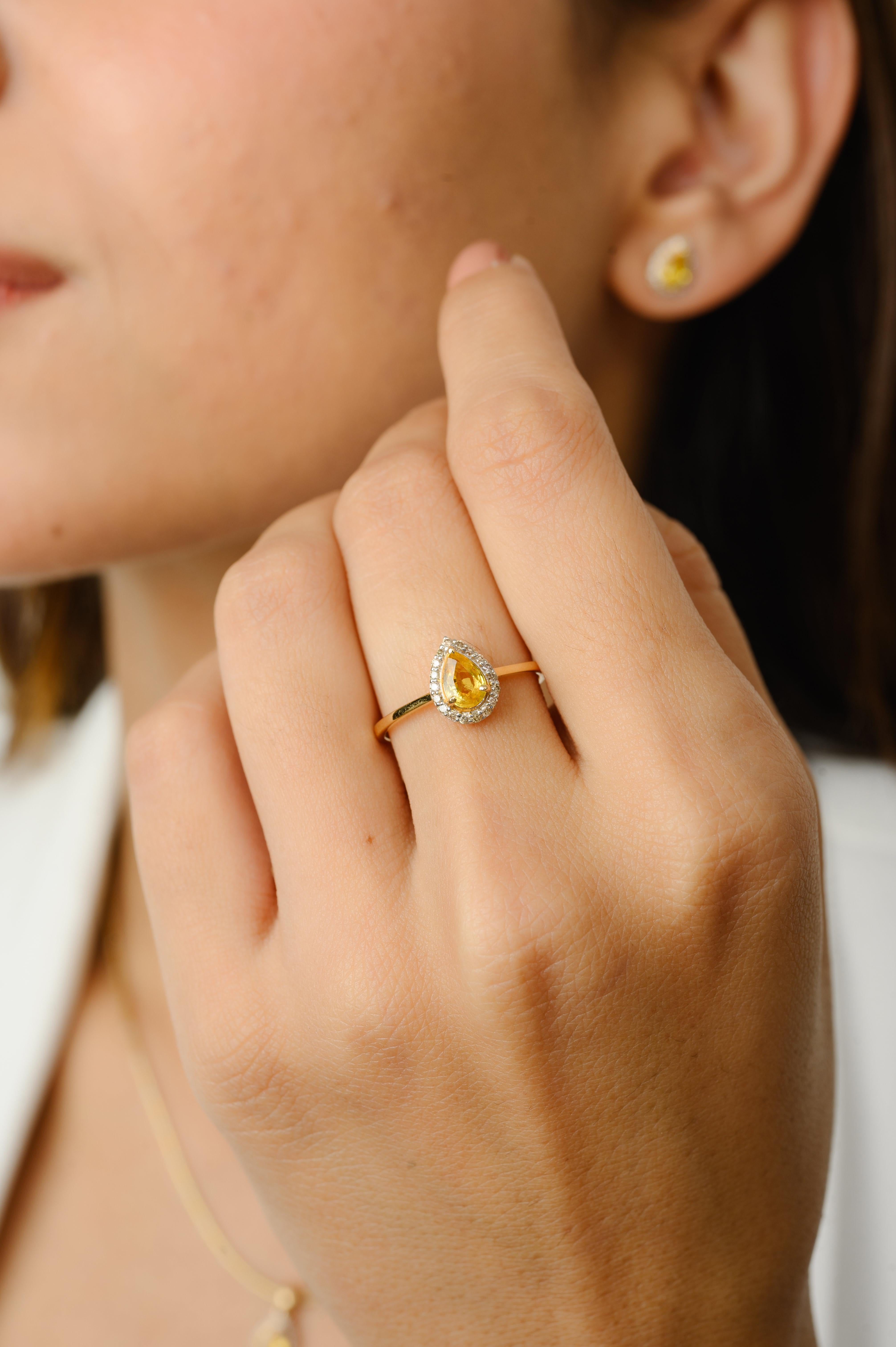Im Angebot: Echter gelber Saphir Ring, Ohrringe und Anhänger Schmuckset in 18k Gelbgold () 5