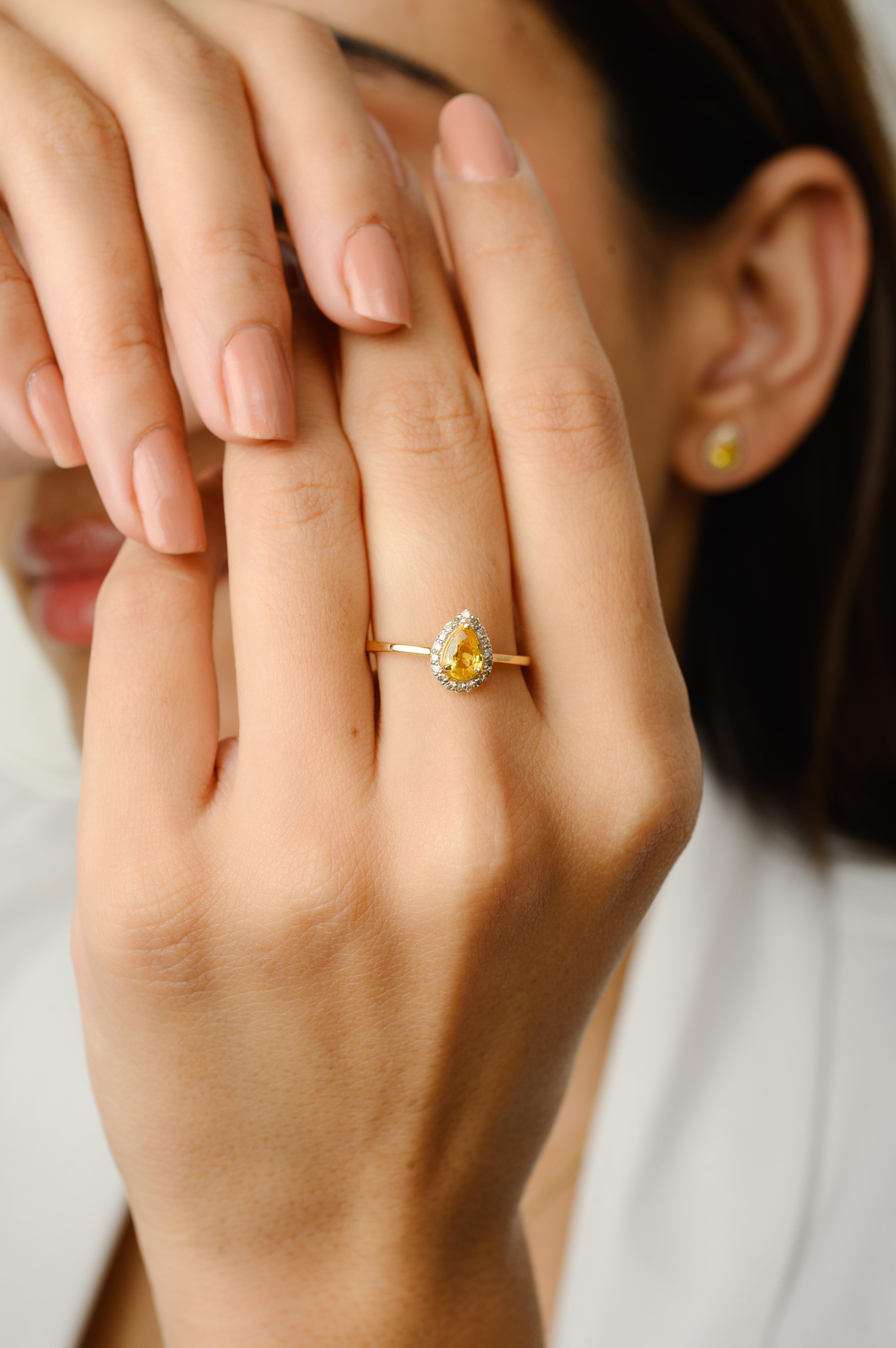 Im Angebot: Echter gelber Saphir Ring, Ohrringe und Anhänger Schmuckset in 18k Gelbgold () 7