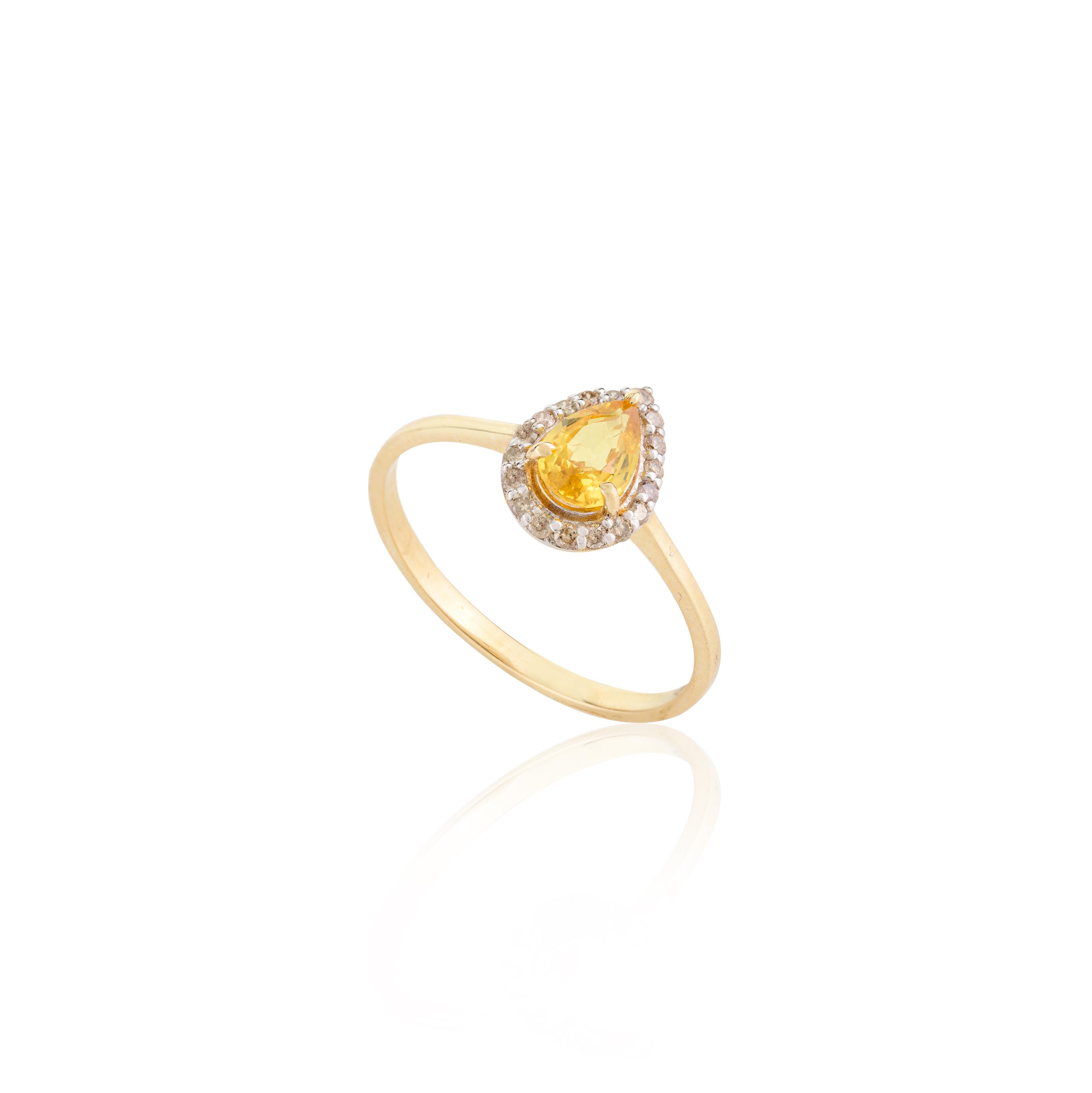 Im Angebot: Echter gelber Saphir Ring, Ohrringe und Anhänger Schmuckset in 18k Gelbgold () 8