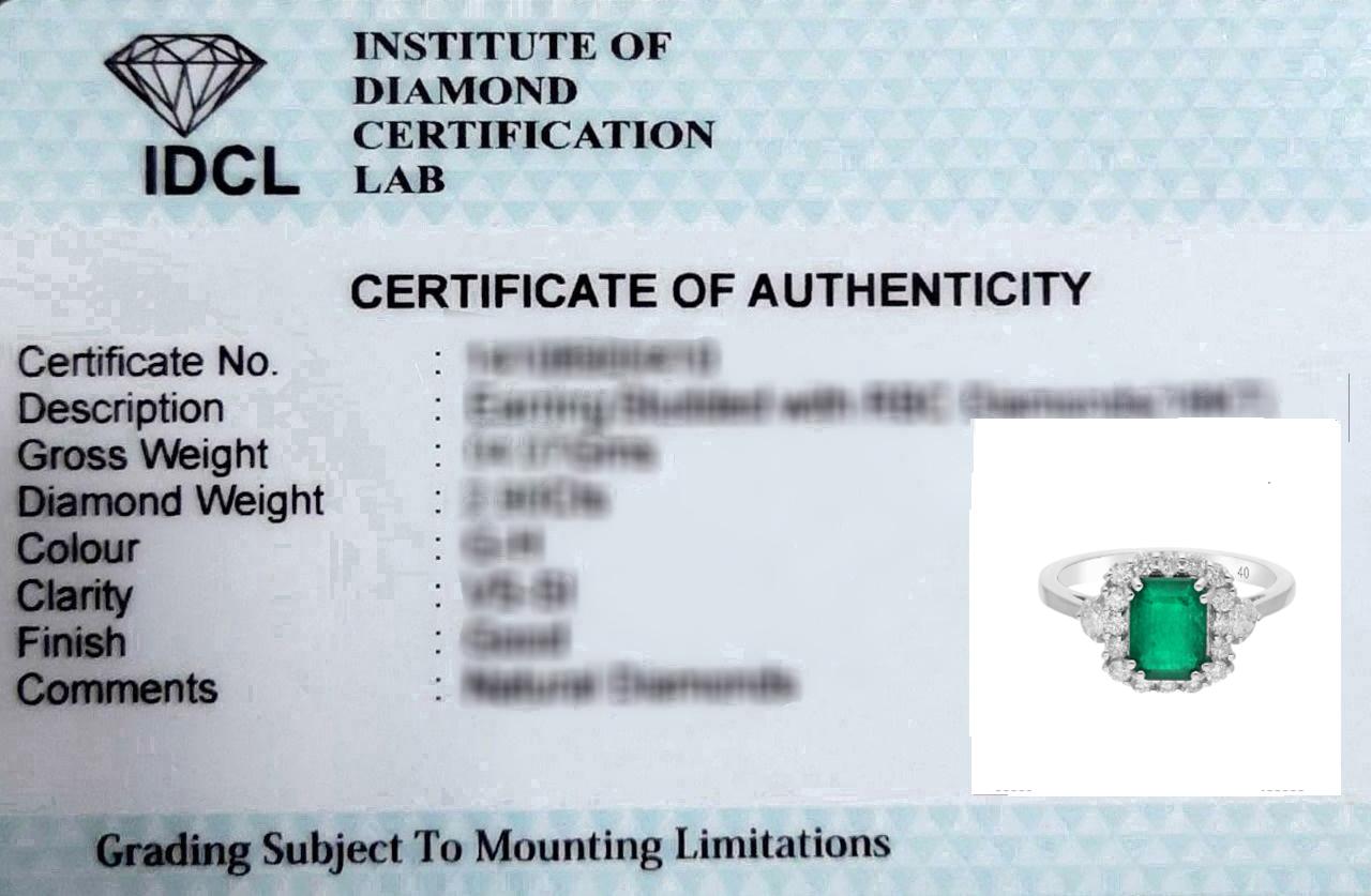 For Sale:  Real Zambian Emerald Gemstone Cocktail Ring Diamond 18 Karat White Gold 2.20 TCW 7