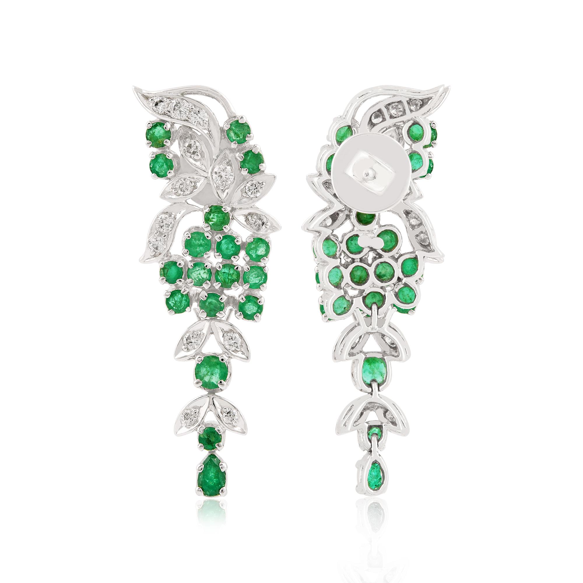 Natural Emerald Gemstone Earrings Necklace Set Diamond Silver Fine Jewelry For Sale 1