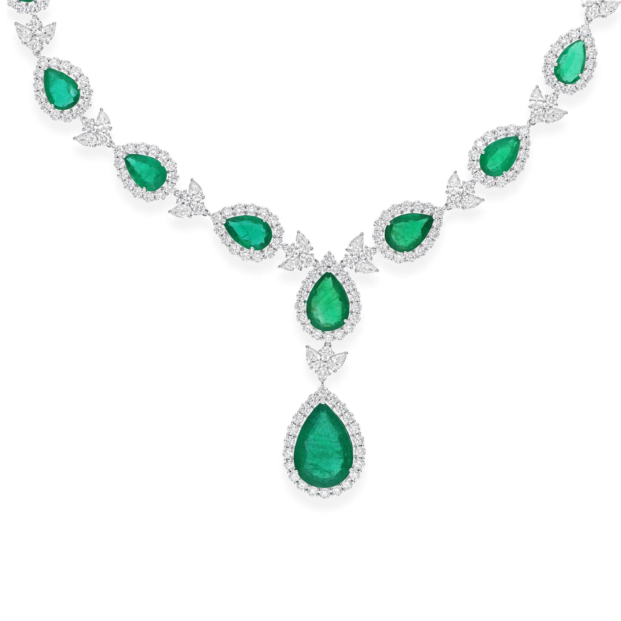 This necklace has been meticulously crafted from 14-karat gold and handset with 32.16 carats Zambian emerald and 18.78 carats of sparkling diamonds.

FOLLOW SPECTRUM JEWELS storefront to view the latest collection & exclusive pieces. Spectrum Jewels