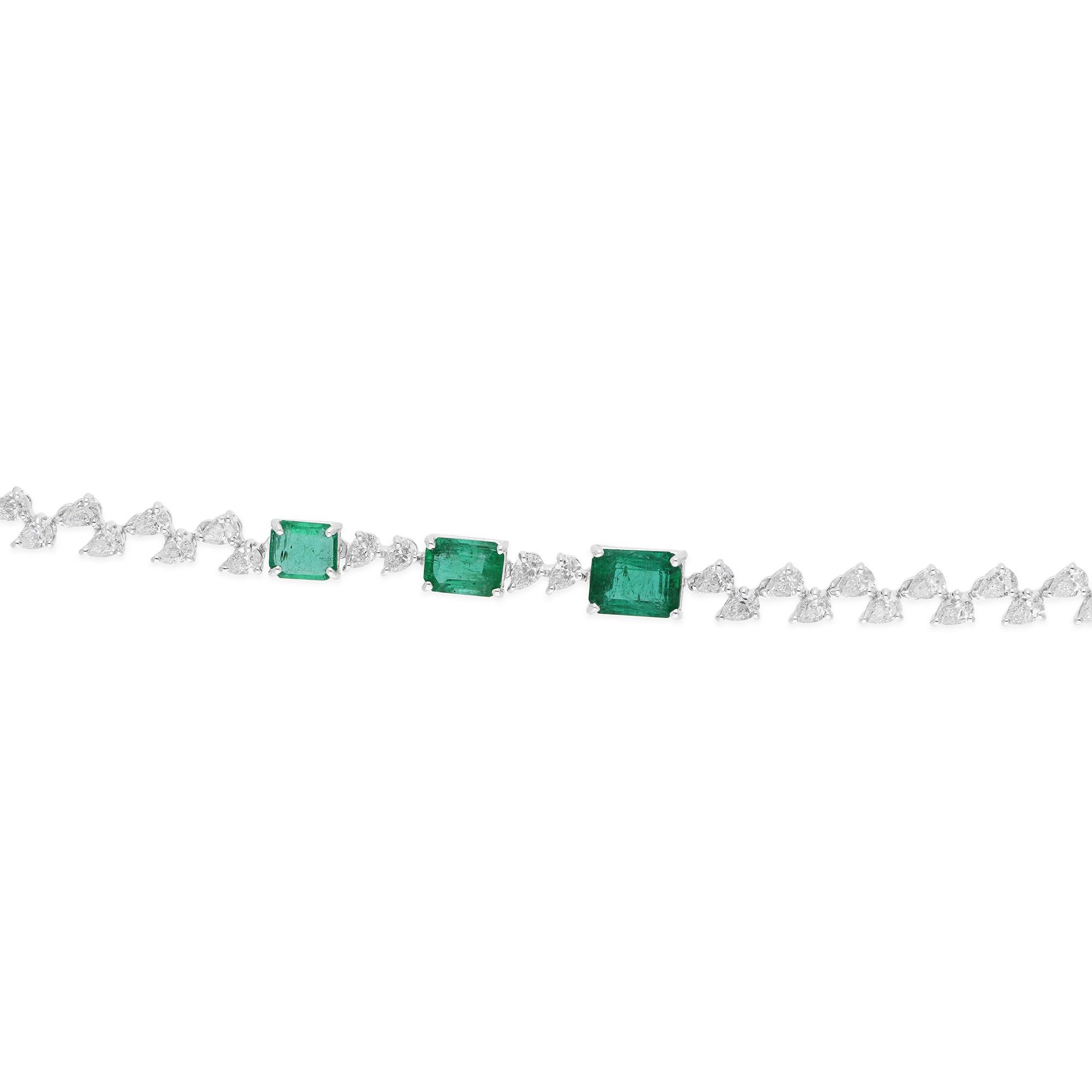 Cast from 18-karat gold, these exquisite necklace is handset with 4.64 carats Zambian emerald and 11.07 carats of sparkling diamonds.

FOLLOW SPECTRUM JEWELS storefront to view the latest collection & exclusive pieces. Spectrum Jewels is proudly
