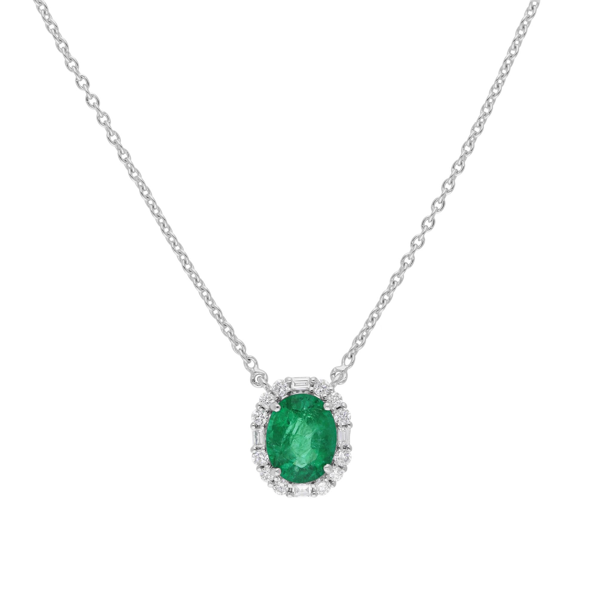 Diese exquisite Halskette aus 14-karätigem Gold ist mit einem 1,70 Karat schweren sambischen Smaragd und 0,40 Karat funkelnden Diamanten besetzt.

FOLLOW SPECTRUM JEWELS Storefront, um die neueste Collection'S und exklusive Stücke zu sehen. Spectrum