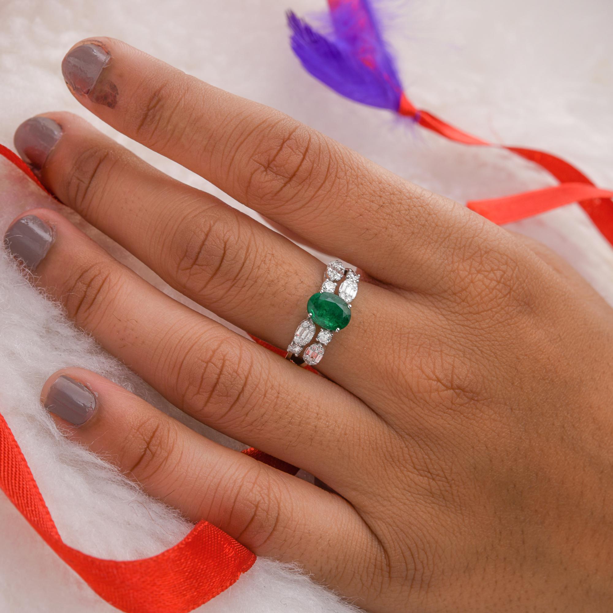 Cast from 14-karat gold, these exquisite ring is handset with 1.51 carats Zambian emerald and 0.55 carats of sparkling diamonds.

FOLLOW SPECTRUM JEWELS storefront to view the latest collection & exclusive pieces. Spectrum Jewels is proudly rated as