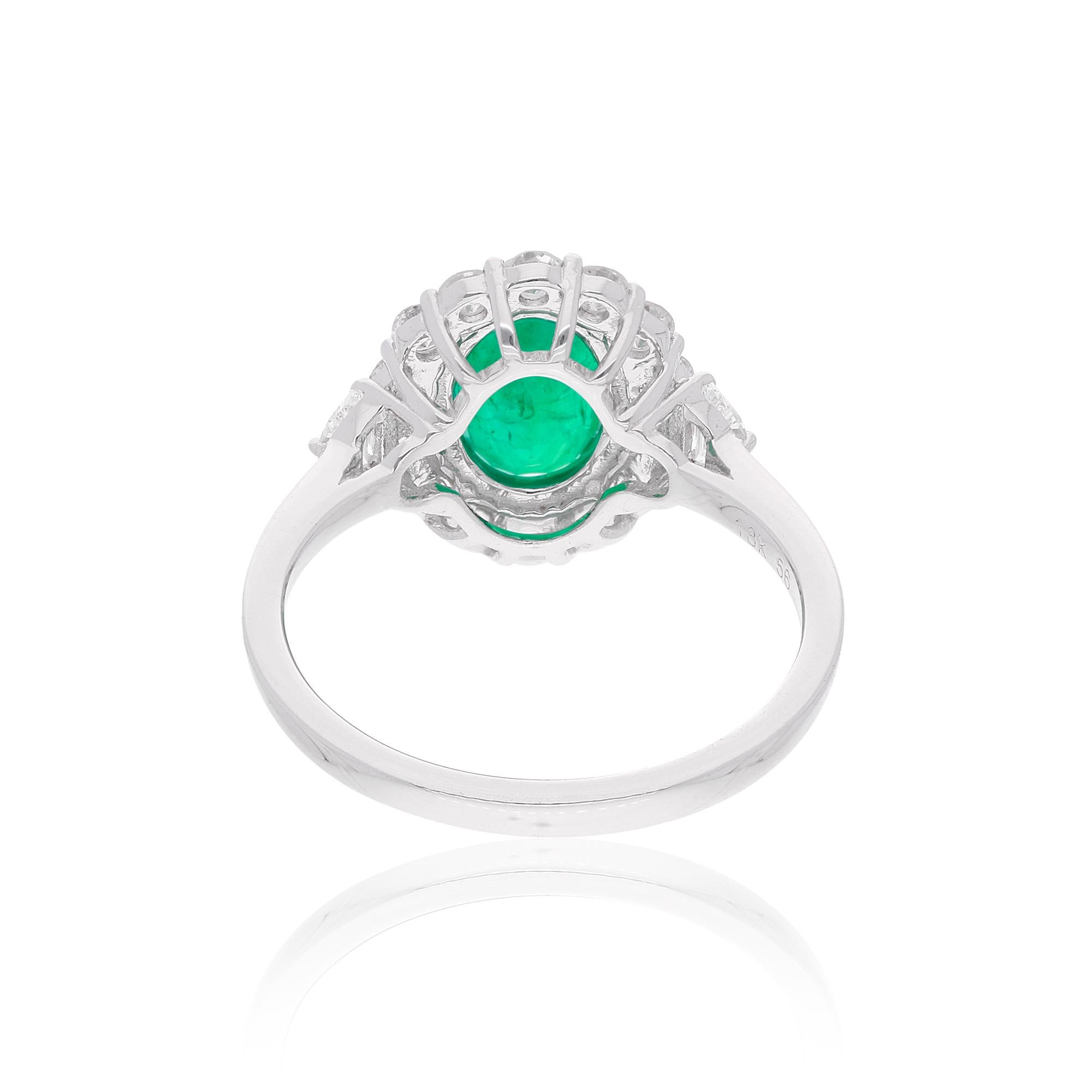Real Zambian Emerald H/SI Diamond Engagement Ring 18 Karat White Gold 2.26 Tcw In New Condition For Sale In Diera, Dubai