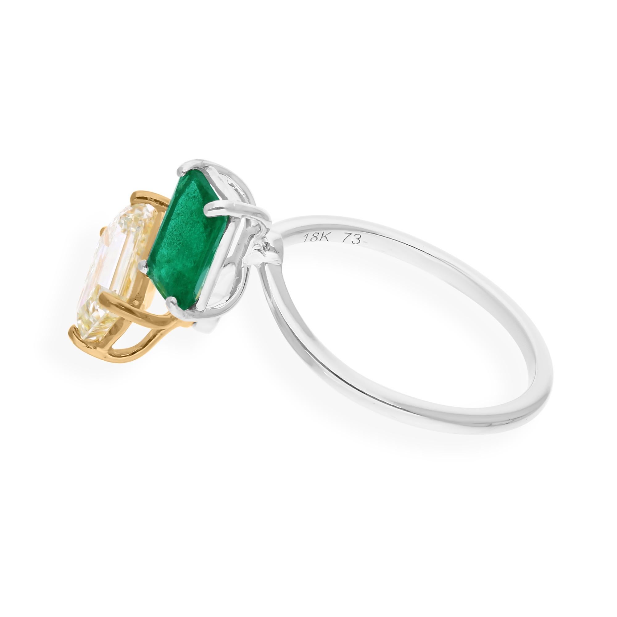 Modern Real Zambian Emerald Wrap Ring SI/H Diamond 14 Karat Yellow White Gold Jewelry For Sale