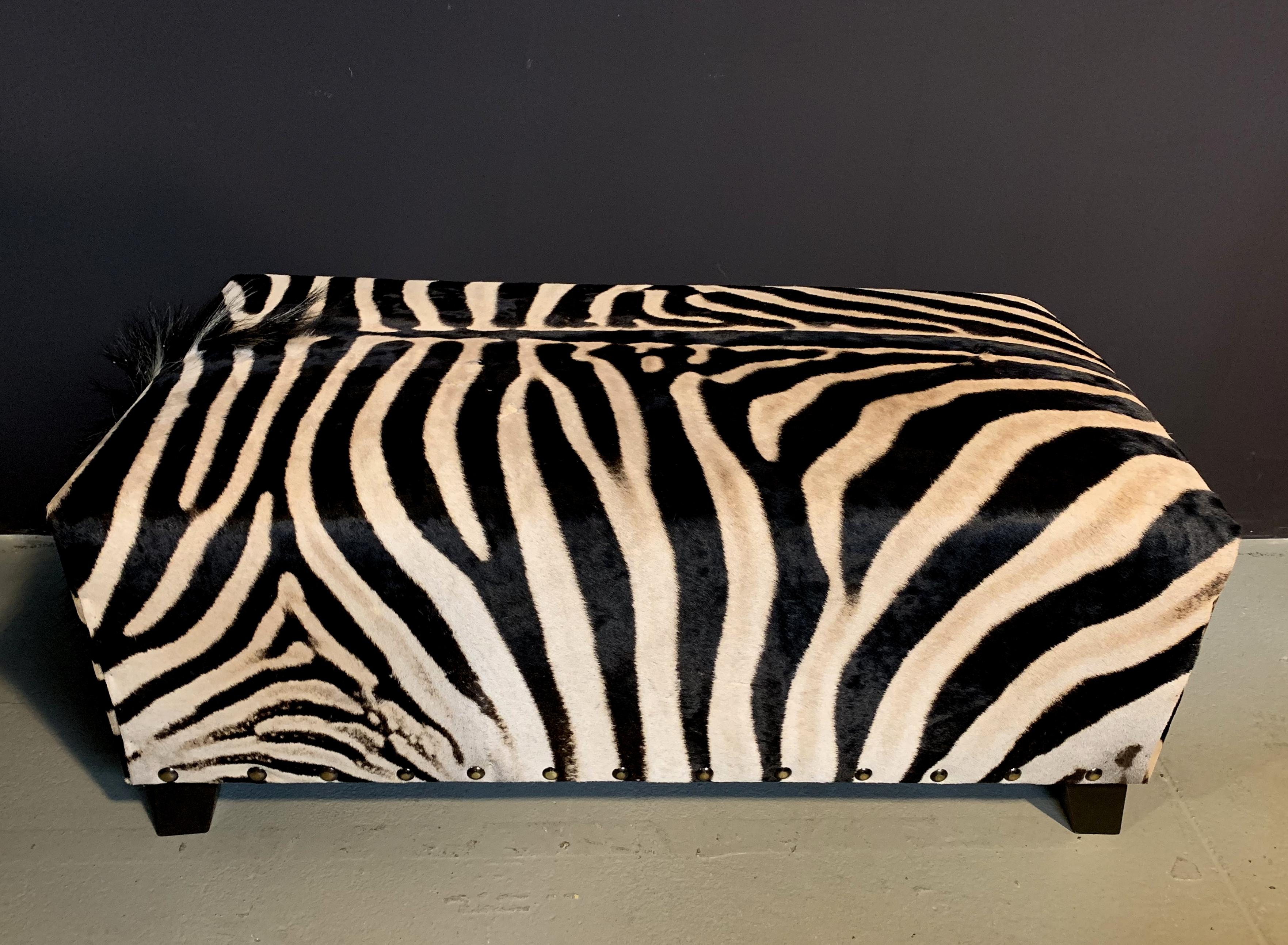 Edwardian Real Zebra Skin Ottoman For Sale