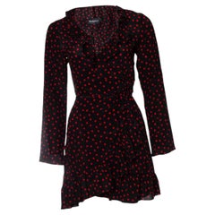 Realisation, black wrap dress with dots
