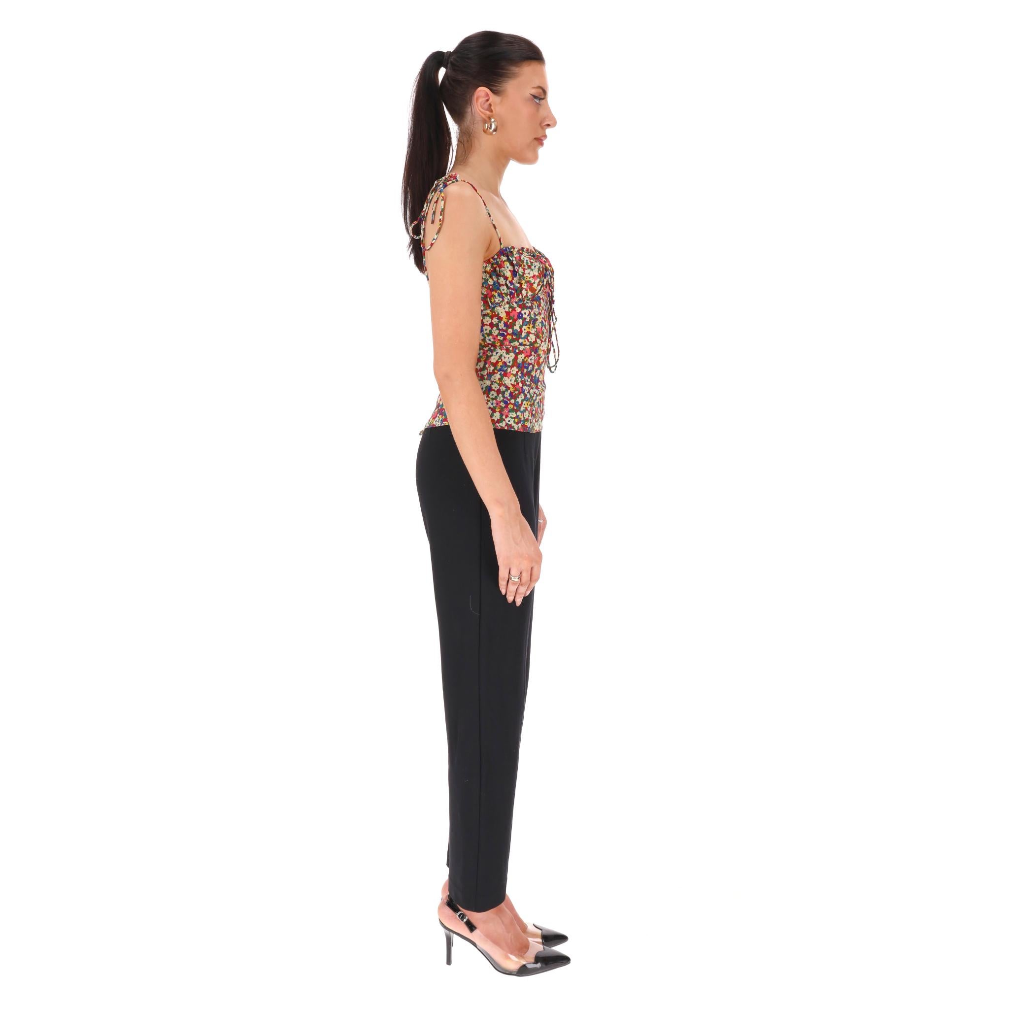 Camisola corpiño Realisation Top de seda con estampado floral Beige en venta