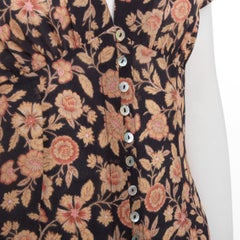REALISATION Monica 100% silk floral print shell buttons puff sleeve dress XS
