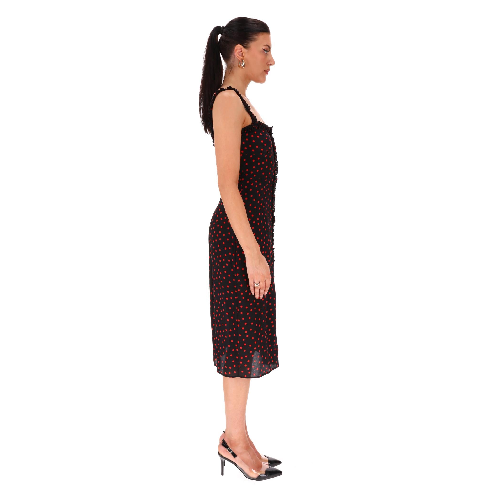 Black Realisation Polka-Dot Bustier Silk Midi Dress