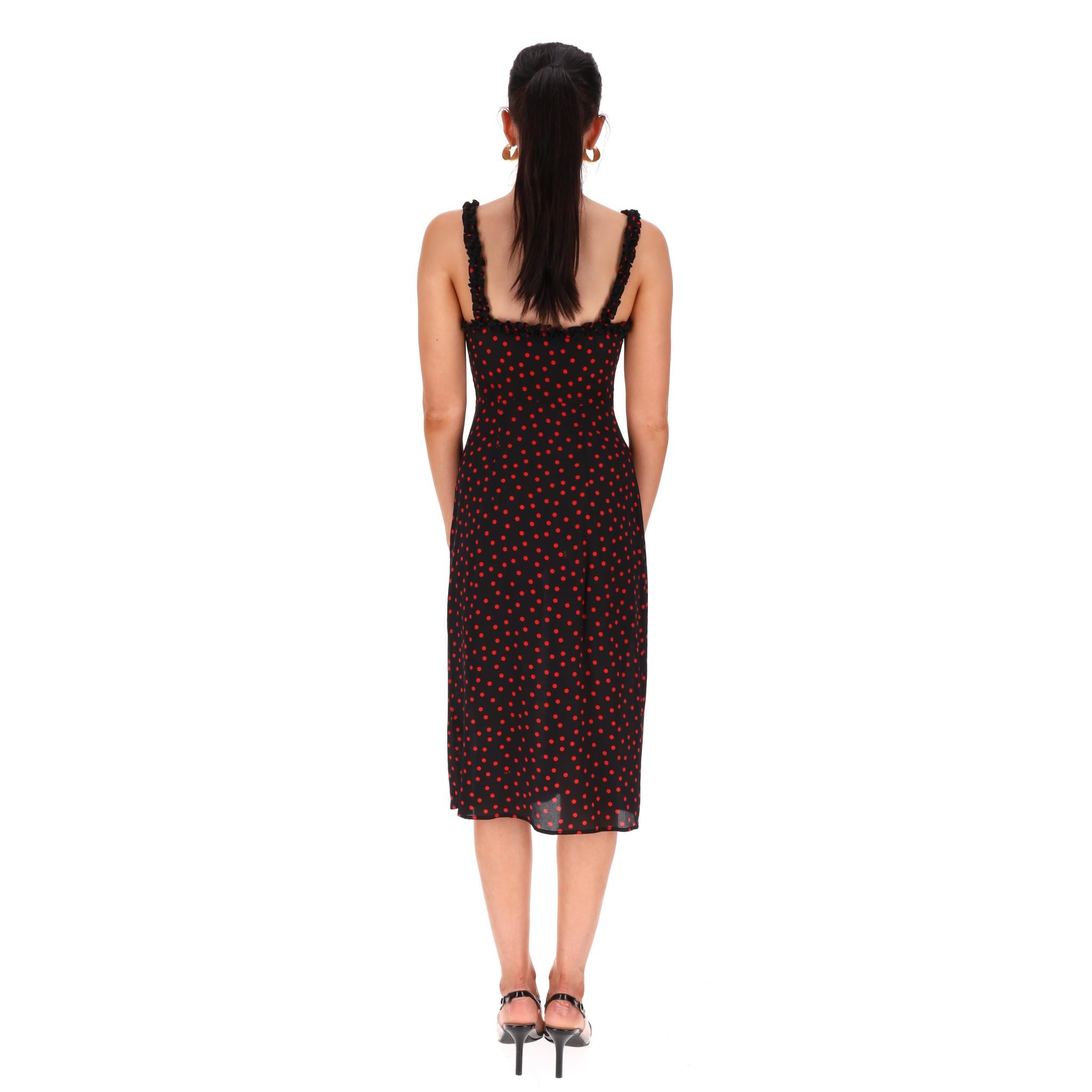 Realisation Polka-Dot Bustier Silk Midi Dress In Excellent Condition In London, GB