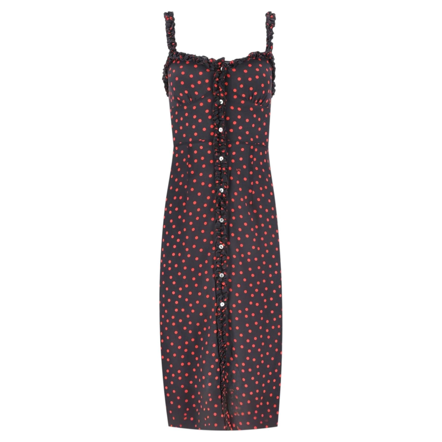 Realisation Polka-Dot Bustier Silk Midi Dress