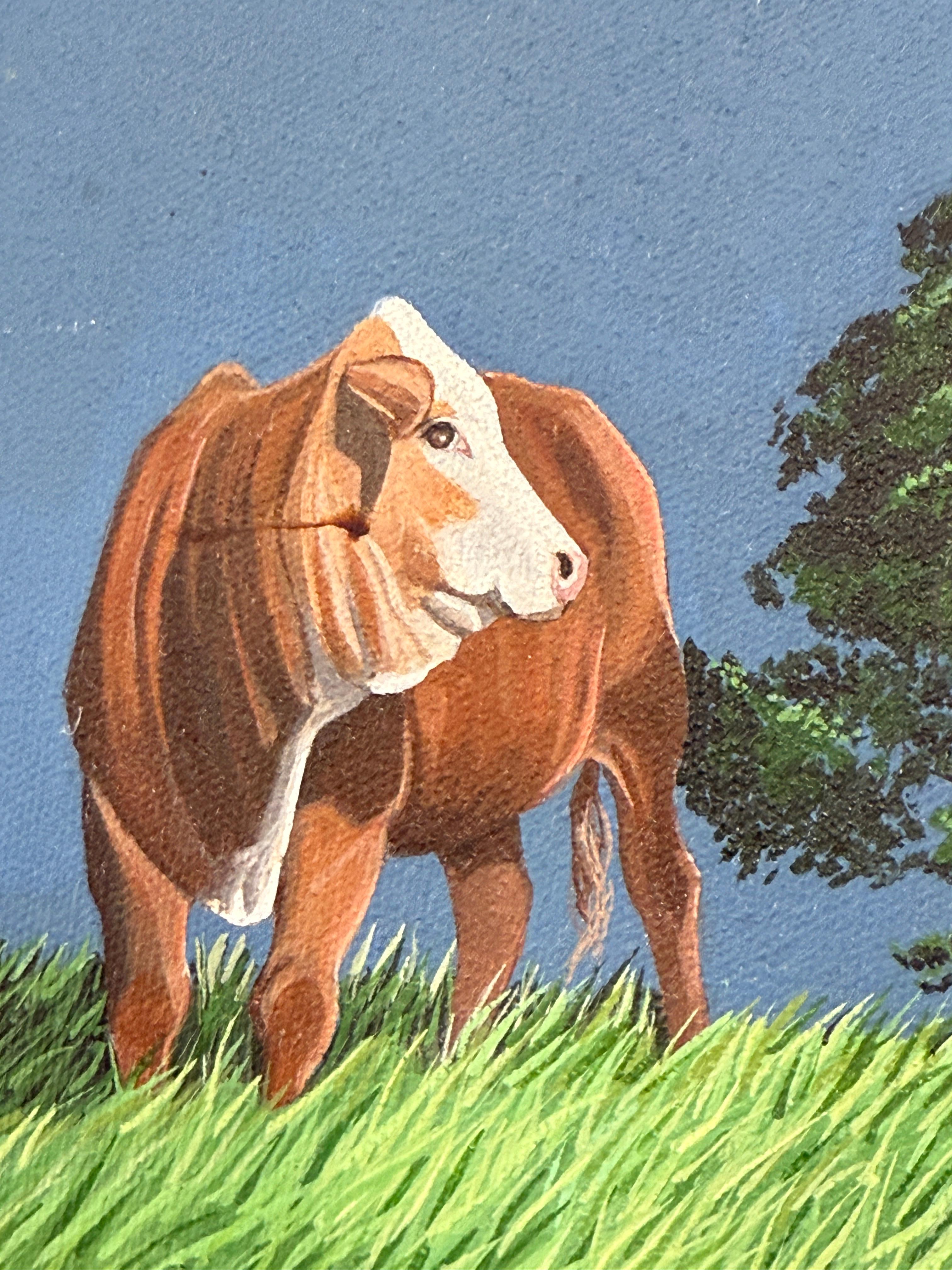 Escena pastoral realista Vacas de la célebre artista tejana Stephanie Sale en venta 3