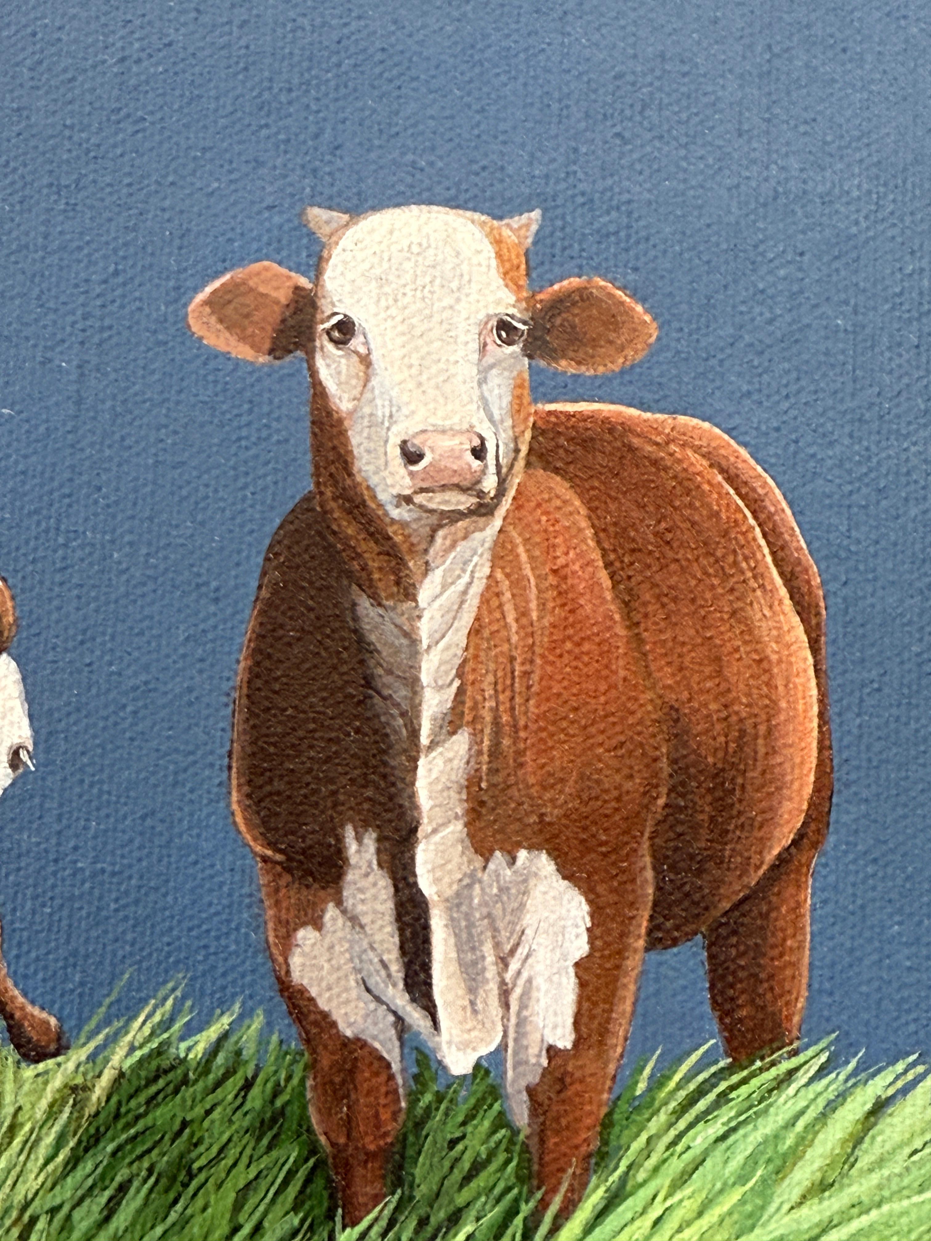 Escena pastoral realista Vacas de la célebre artista tejana Stephanie Sale Lienzo en venta