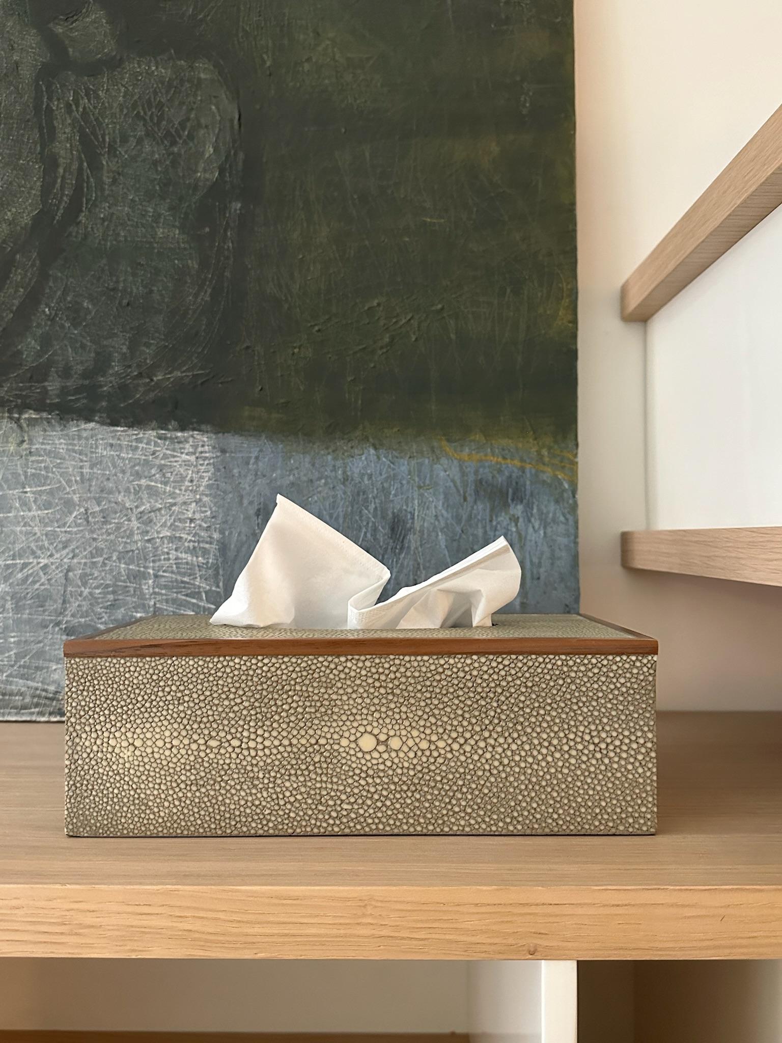 Art Deco Faux Shagreen Tissue Box