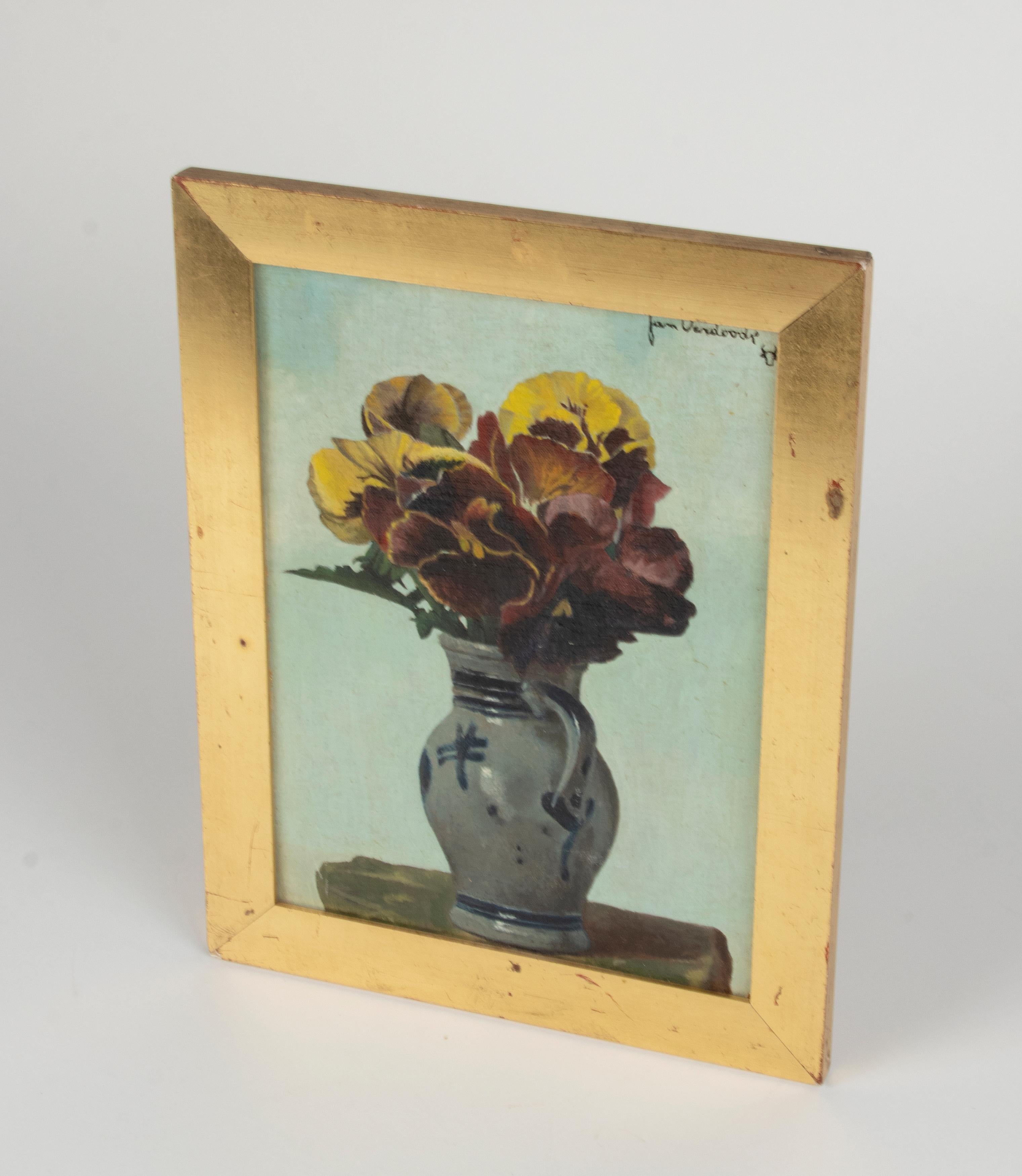 Mid-20th Century Realistic Flower Still Life Oil Painting by the Belgian Artist Jan Verdoodt For Sale