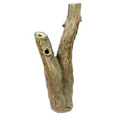 Realistic Massive Ceramic Tree Trunk Decorative Planter, 1970's