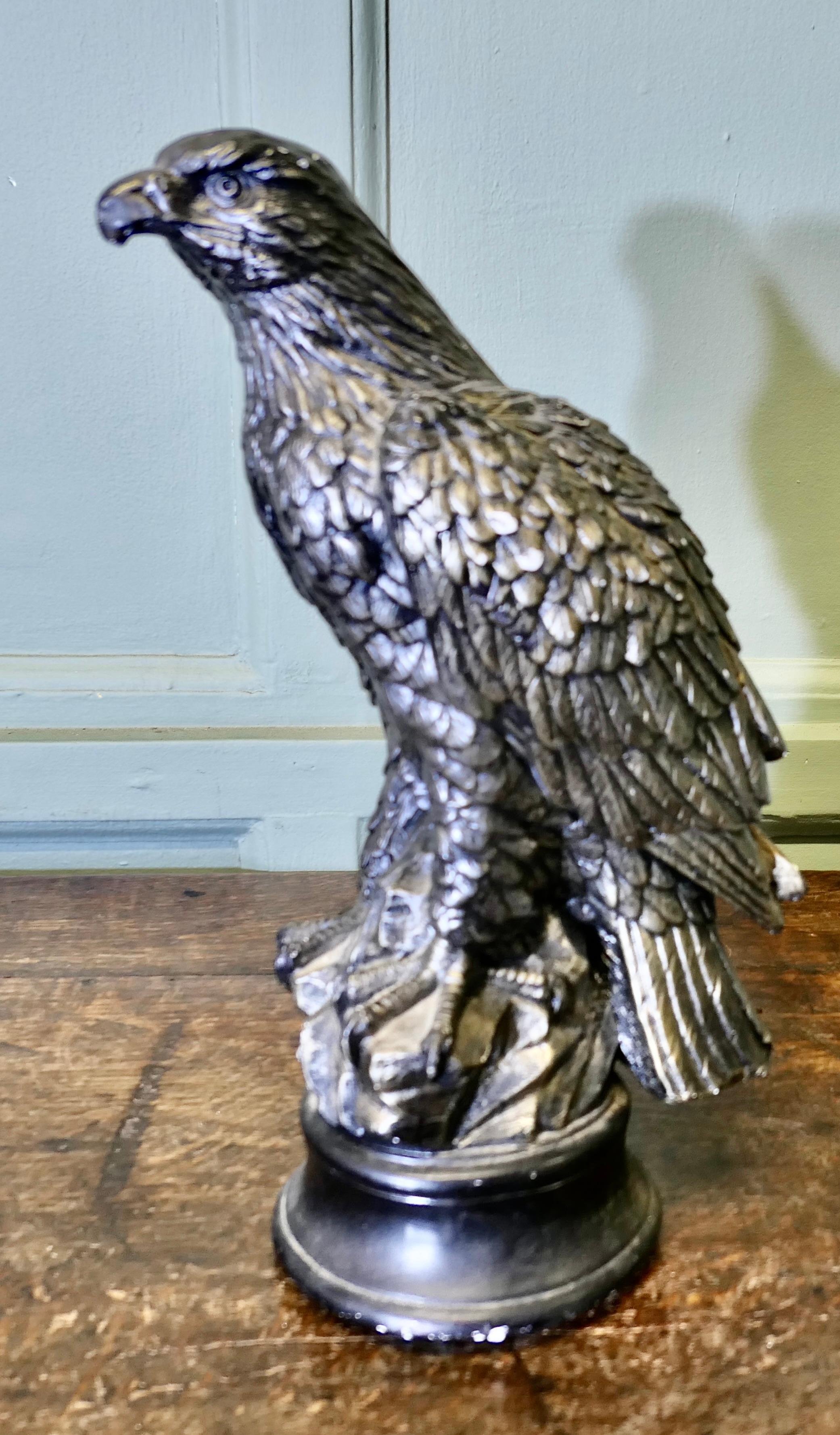 Realistic Metalic Finish Eagle Statue in Plaster For Sale 1