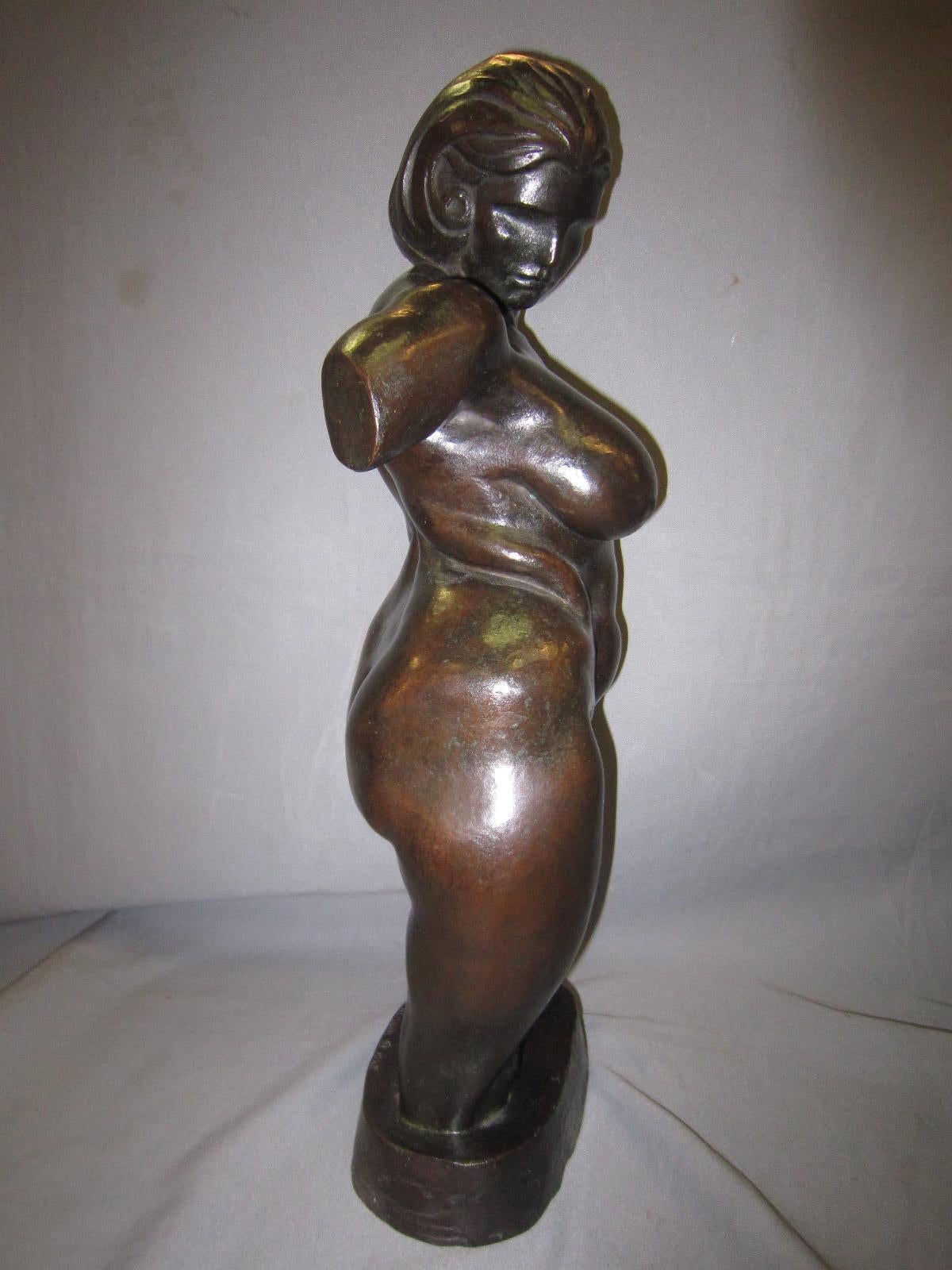Realistic original bronze sculpture of a nude female signed Brenda Putnam 1928 2