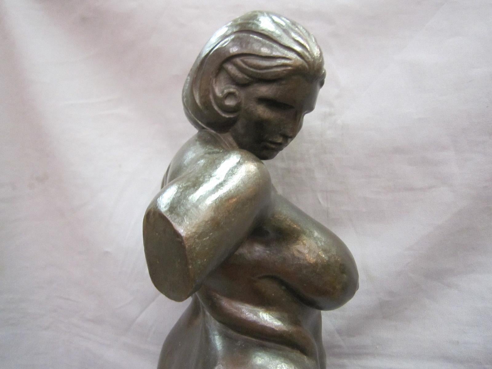 Realistic original bronze sculpture of a nude female signed Brenda Putnam 1928 5