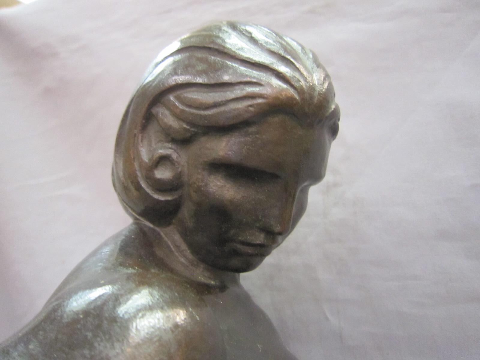 Realistic original bronze sculpture of a nude female signed Brenda Putnam 1928 6