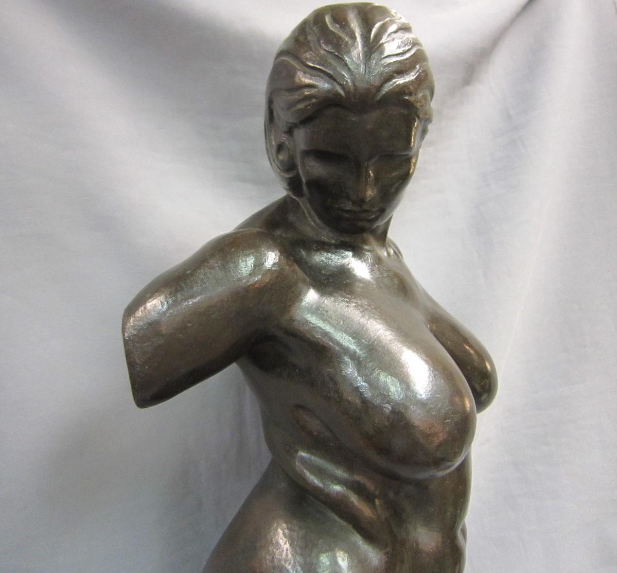 Realistic original bronze sculpture of a nude female signed Brenda Putnam 1928 9