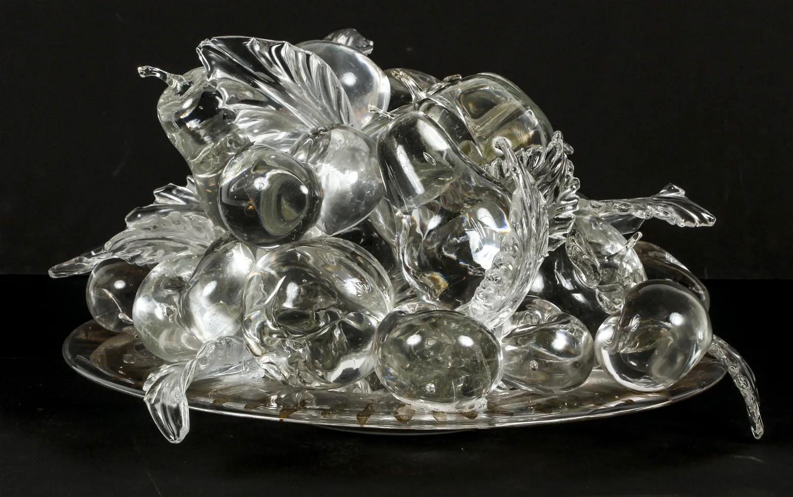Modern Realistically Blown Glass Realistic Tray Depicting Mixed Fruits by Beth Lipman For Sale