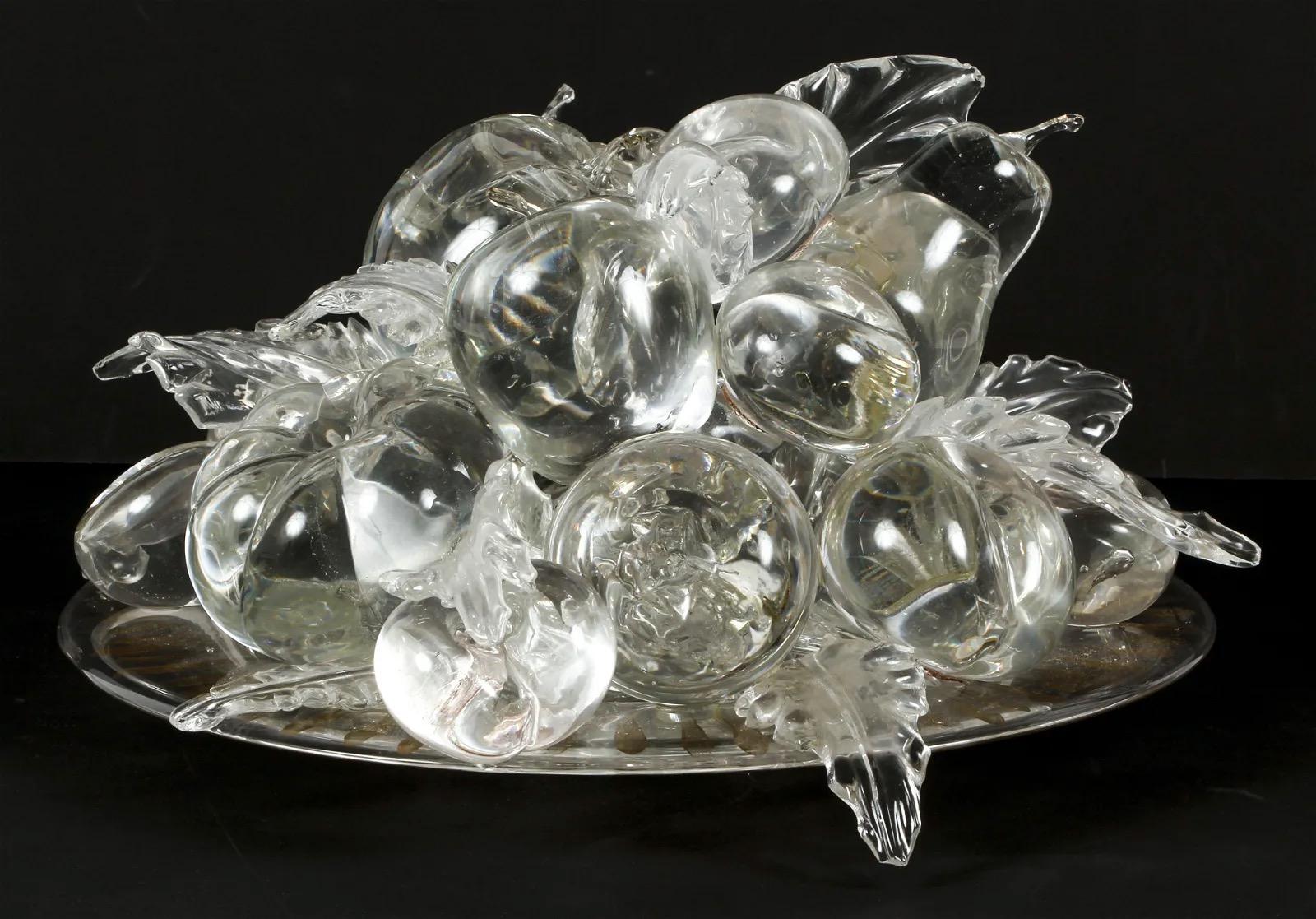 Contemporary Realistically Blown Glass Realistic Tray Depicting Mixed Fruits by Beth Lipman For Sale