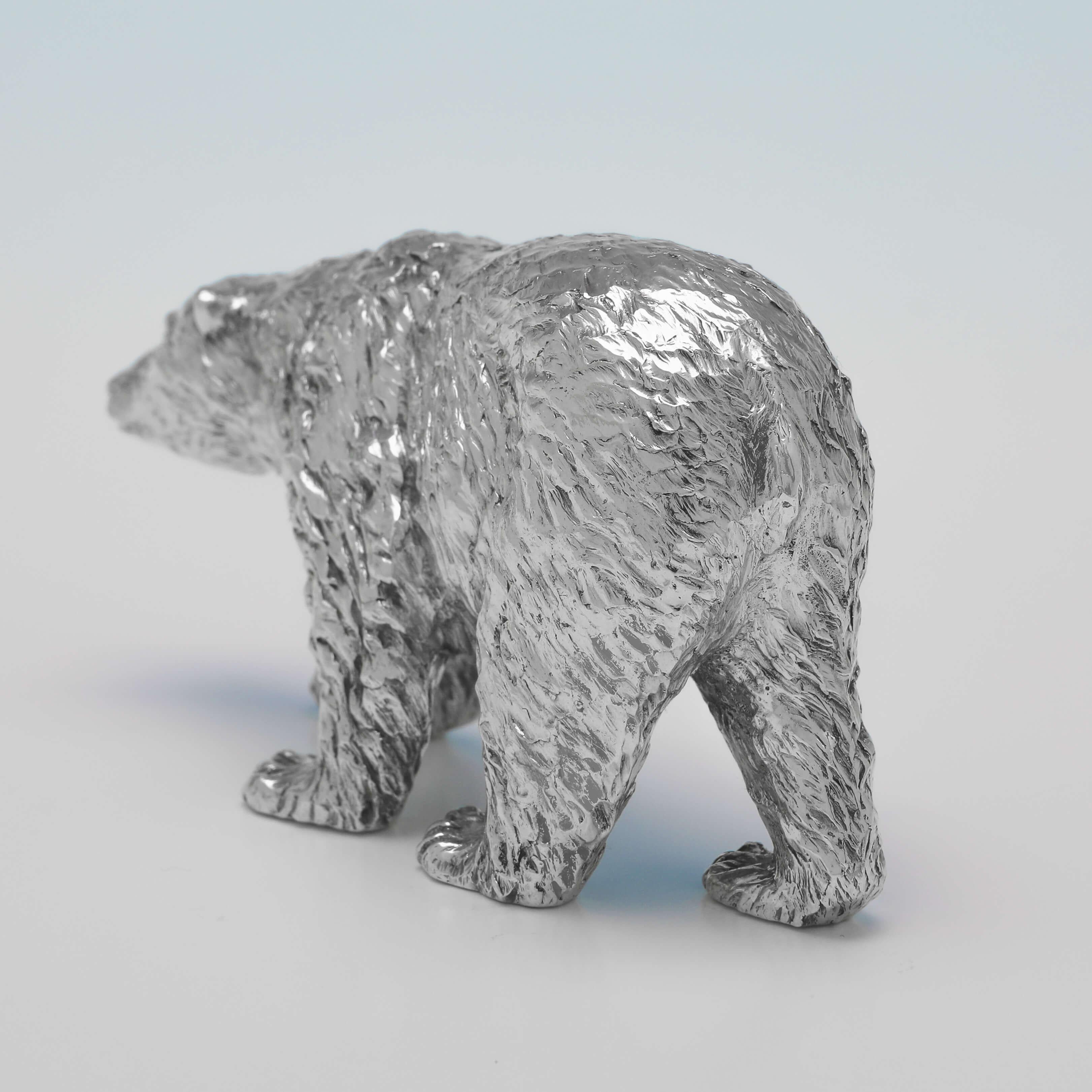 English Realistically Cast Sterling Silver Model of a Polar Bear from 2013