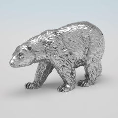 Realistically Cast Sterling Silver Model of a Polar Bear from 2013