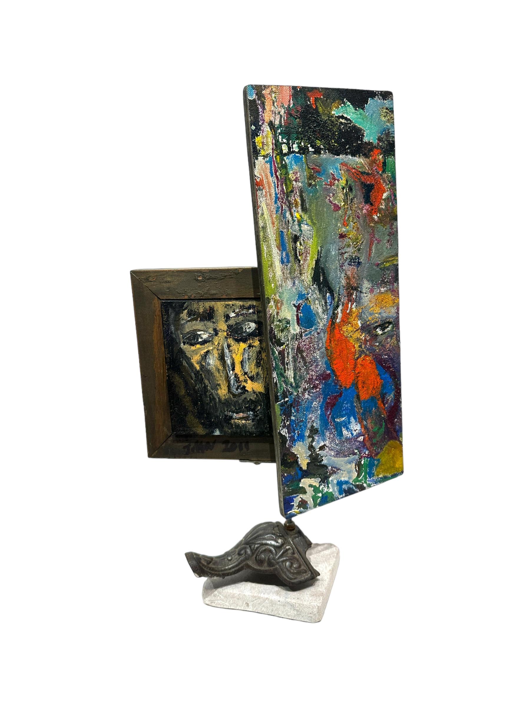 Reality Was Just Too Much Baggage - Painting & Vanity Mirror, Objet D'art  For Sale 4