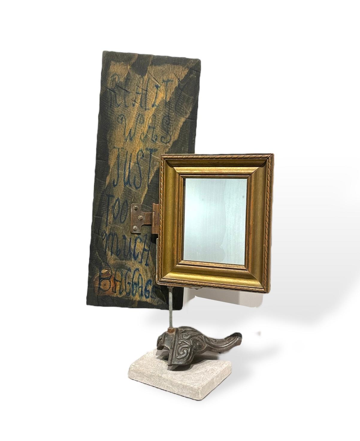 American Reality Was Just Too Much Baggage - Painting & Vanity Mirror, Objet D'art  For Sale