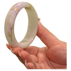 RealJade 18k Gold Inlaid Genuine Burmese Jadeite Jade bangle Bracelet