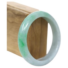 Bracelet jonc classique en jadéite véritable vert pomme RealJade 59,04 mm