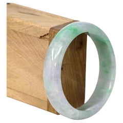 RealJade Klassischer lavendelgrüner natürlicher burmesischer Jadeit-Jade-Armreif (58,73 mm)