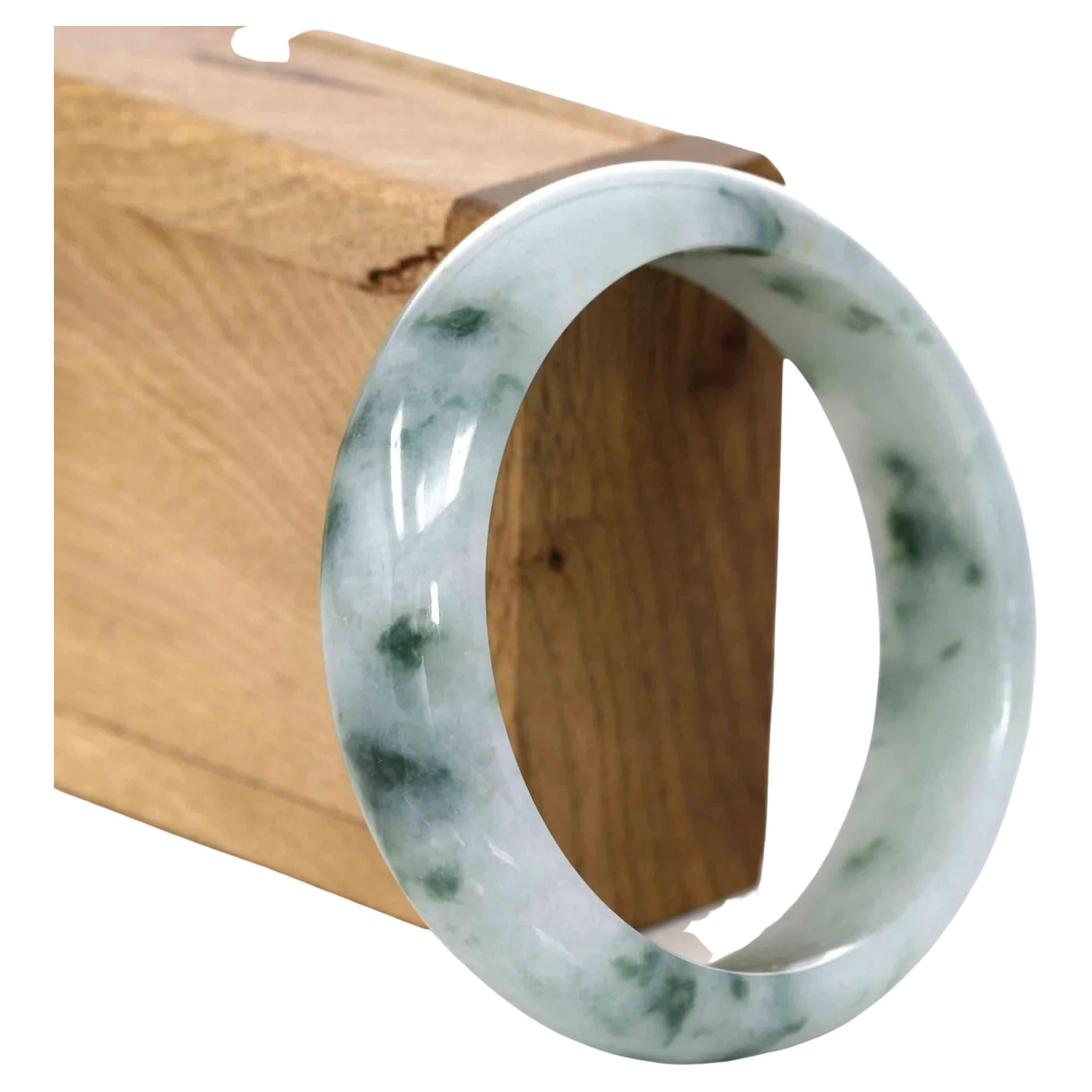 Bracelet jonc classique en jade véritable (60,31 mm)#308