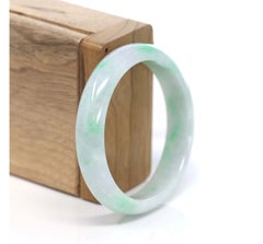 RealJade Co. "Classic Bangle" Genuine Burmese Green Jadeite Jade Bangle Bracelet