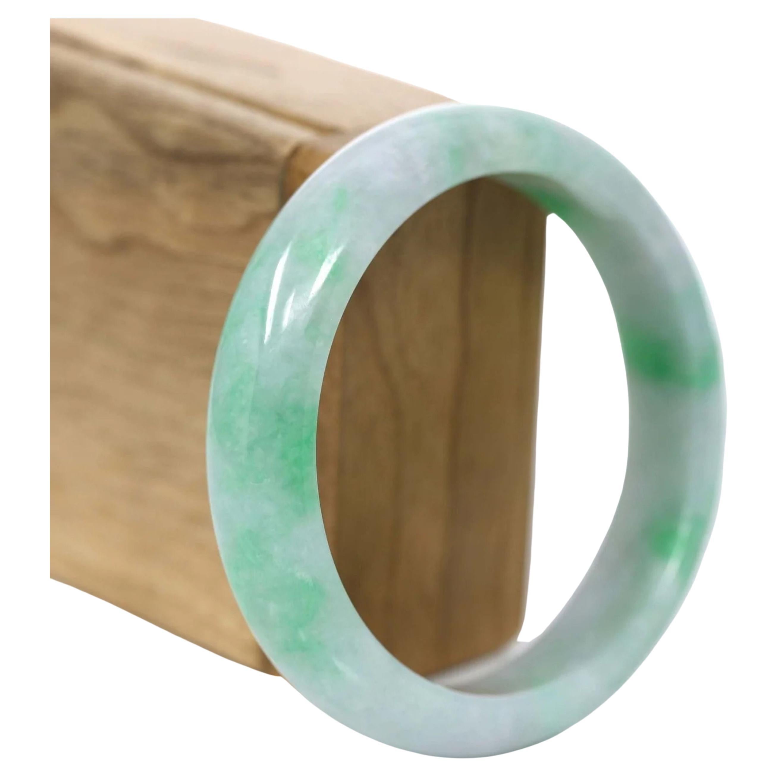 RealJade Co. Bracelet jonc classique en jadéite véritable et jade vert 59,39 mm