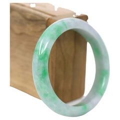 RealJade Co. Bracelet jonc classique en jadéite véritable vert lavande 56,67 mm