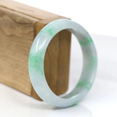 RealJade Co. Classic Bangle Genuine Jadeite Lavender Green Bracelet
