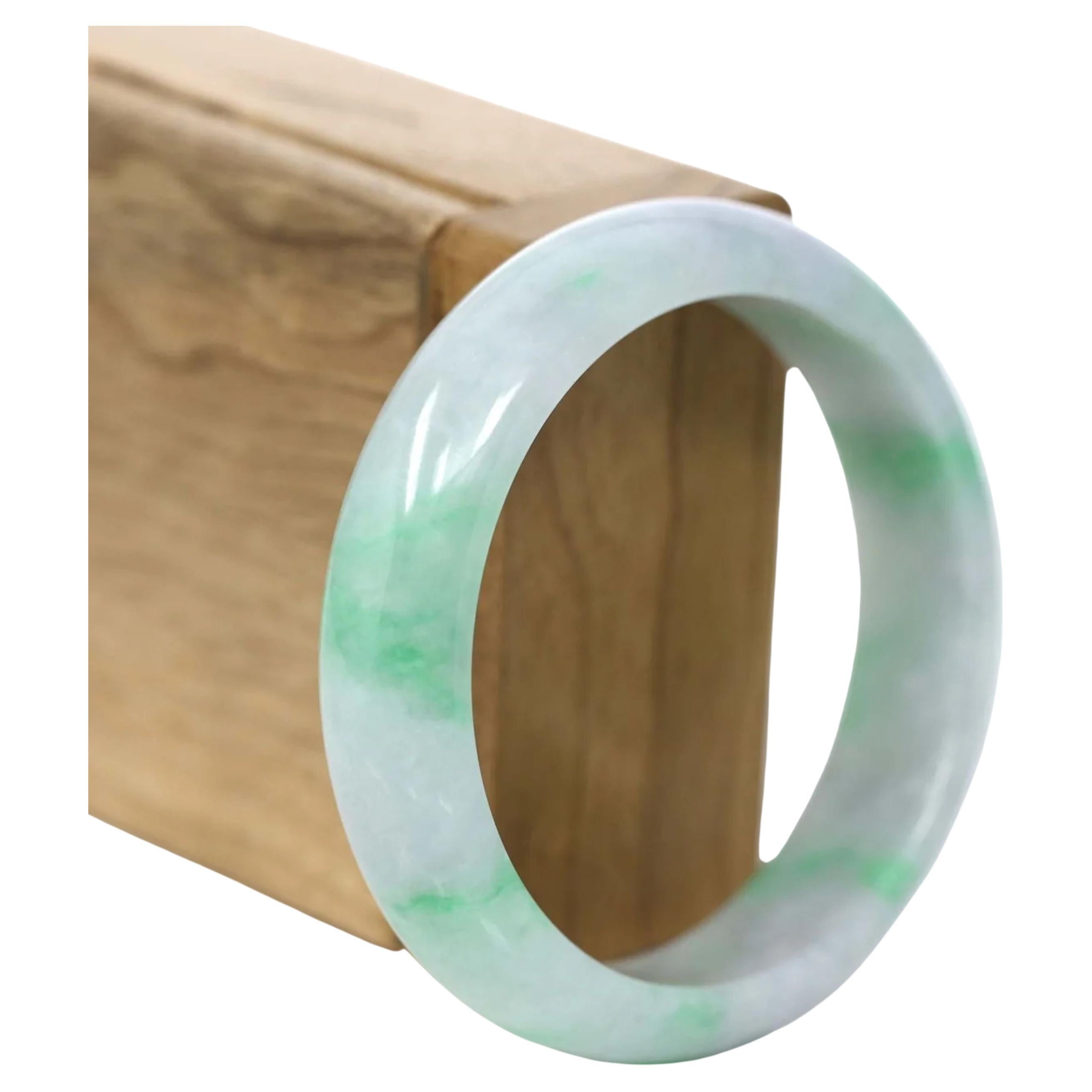 RealJade Co. Bracelet classique en jadéite véritable vert lavande 57,04 mm