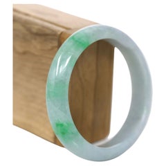 RealJade Co. Bracelet jonc classique en jadéite véritable vert vif 58,66 mm