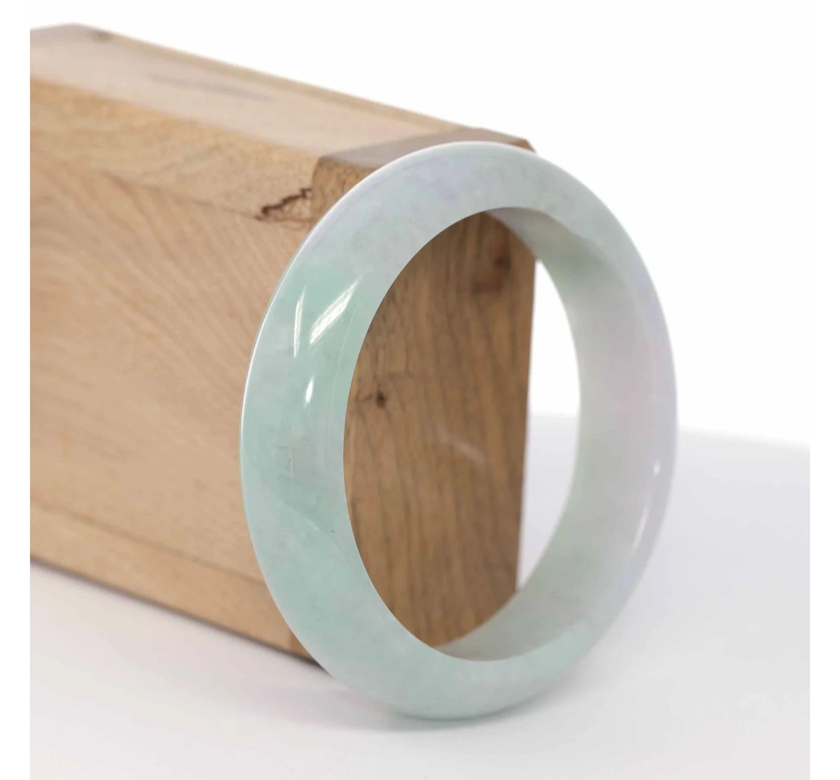 RealJade Co.®RealJade Co.®* DETAILS--- Genuine Burmese Jadeite Jade Bangle Bracelet. This bangle is made with high-quality genuine Burmese ice-green Jadeite jade; the jade texture is so transparent with some green and lavender colors inside. The